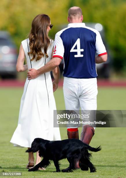 Catherine, Duchess of Cambridge and Prince William, Duke of Cambridge, with their dog 'Orla', attend the Out-Sourcing Inc. Royal Charity Polo Cup at...