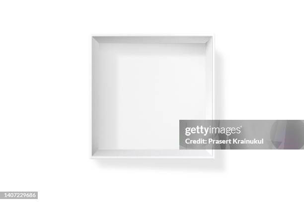 mockup square cardboard packaging boxes isolated on white background - låda bildbanksfoton och bilder