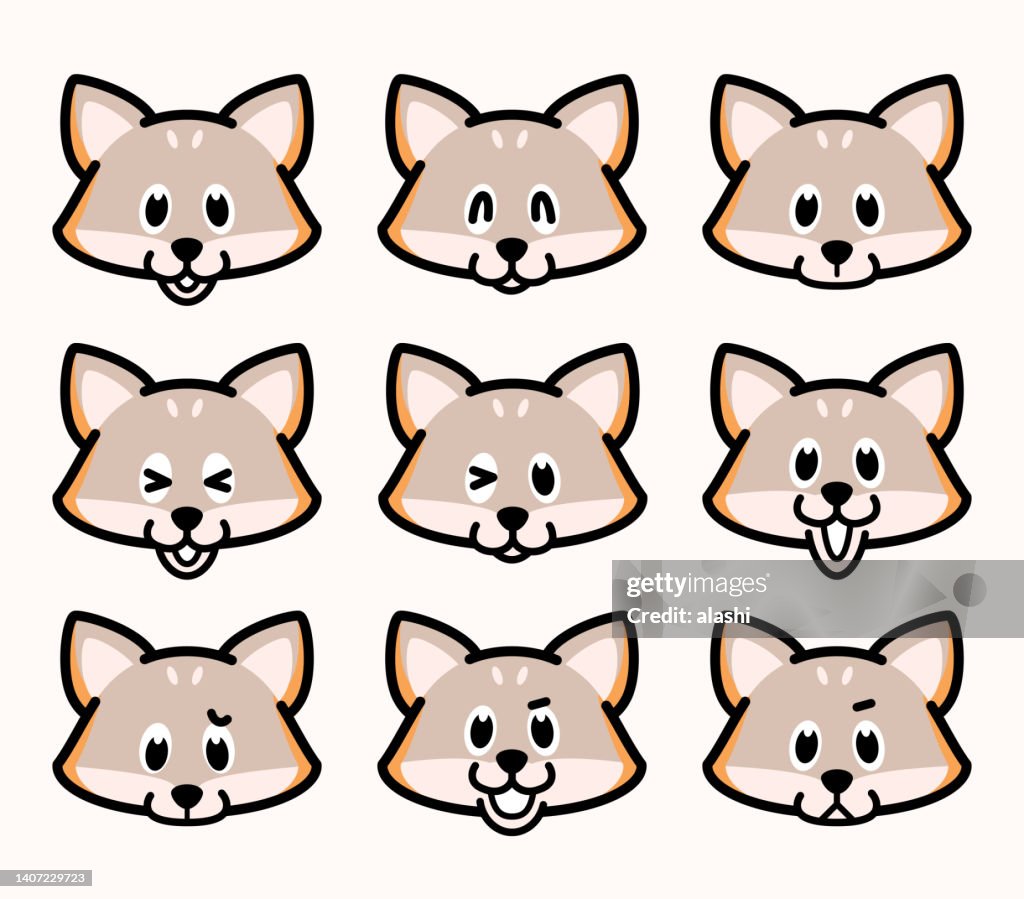 Cute facial expression icon of the Gray Fox