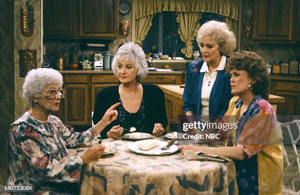 One Flew Out of the Cuckoo's Nest: Part 1 & 2" Episode -- Pictured: Estelle Getty as Sophia Petrillo; Bea Arthur as Dorothy Petrillo Zbornak; Betty...