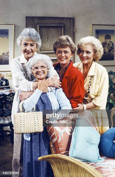 Pictured: Bea Arthur as Dorothy Petrillo Zbornak, Estelle Getty as Sophia Petrillo, Rue McClanahan as Blanche Devereaux, Betty White as Rose Nylund...
