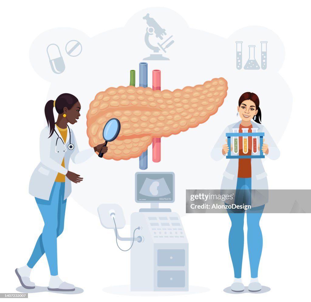 Doctors checking pancreas.