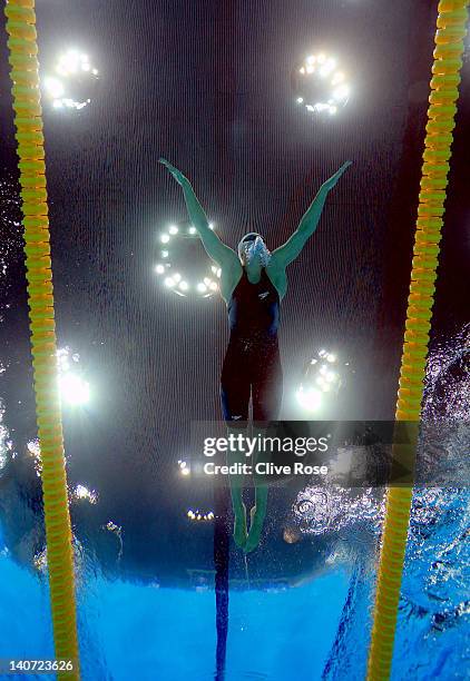 Kate Haywood of Loughborough University S & WPC competes in the Women’s 100m Breaststroke Final during day three of the British Gas Swimming...