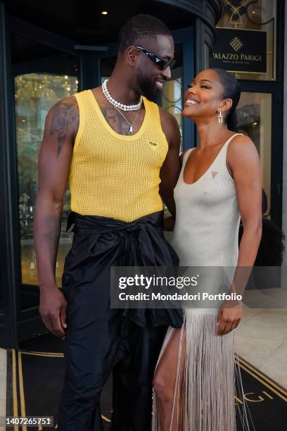 Former American cesist Dwyane Wade and wife Gabrielle Union, actress and former model, arriving at Palazzo Parigi, on the occasion of Milan Fashion...