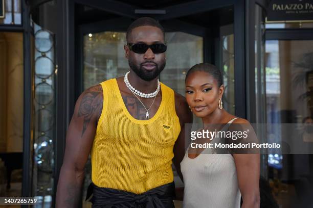Former American cesist Dwyane Wade and wife Gabrielle Union, actress and former model, arriving at Palazzo Parigi, on the occasion of Milan Fashion...