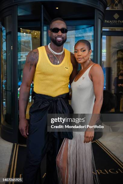 Former American cesist Dwyane Wade and wife Gabrielle Union, actress and former model, arriving at Palazzo Parigi, on the occasion of Milan Fashion...