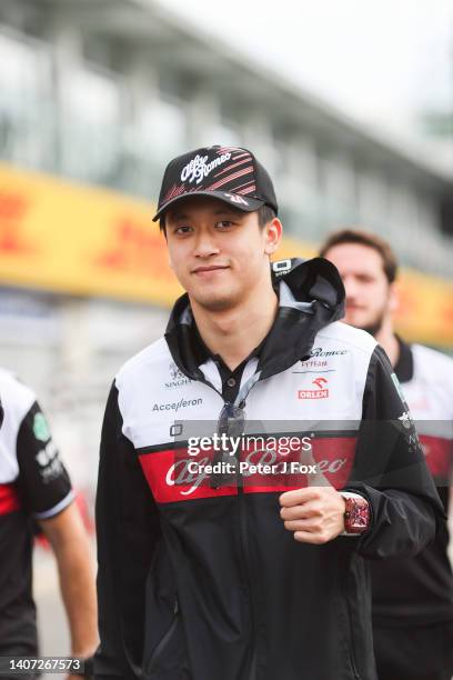 Guanyu Zhou of Alfa Romeo and China off on his track walk after his big crash at Silverstone during previews ahead of the F1 Grand Prix of Austria at...