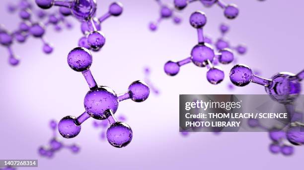 methane molecules, illustration - molekül stock-grafiken, -clipart, -cartoons und -symbole