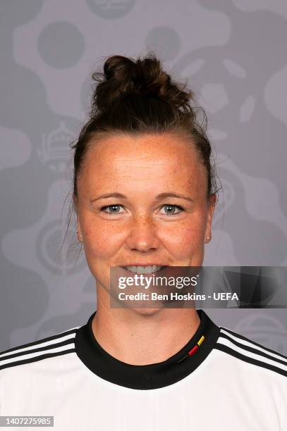 Marina Hegering of Germany poses for a portrait during the official UEFA Women's EURO 2022 portrait session on April 04, 2022 in Rheda-Wiedenbruck,...