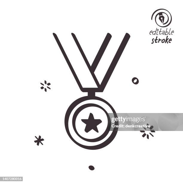 verspielte linienillustration für sportturniere - medalist stock-grafiken, -clipart, -cartoons und -symbole