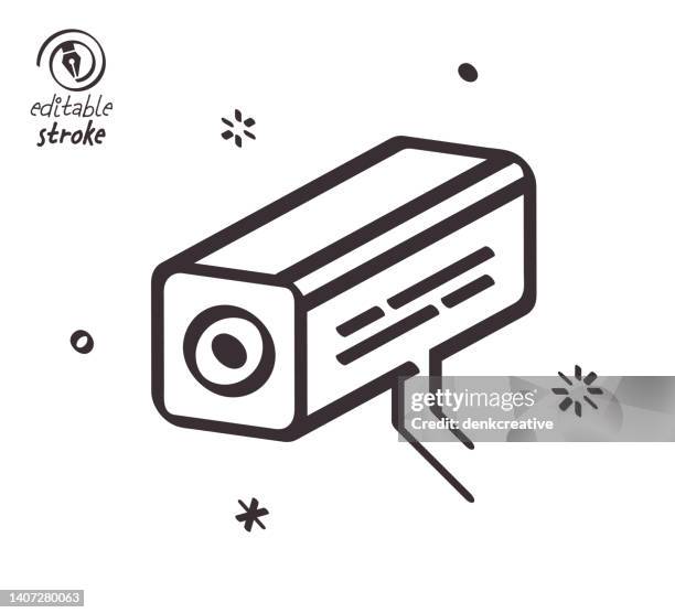 playful line illustration for surveillance systems - business security camera stock illustrations