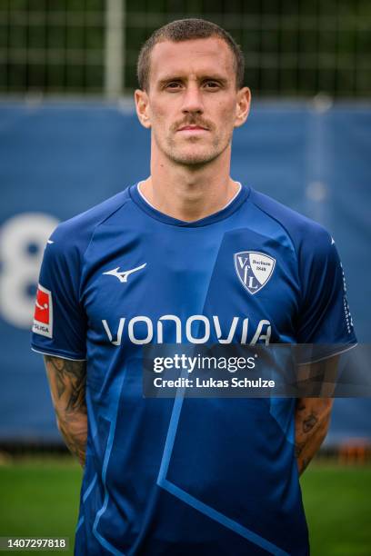 Simon Zoller of VfL Bochum 1848 poses during the team presentation at training ground of Vonovia Ruhrstadion on July 07, 2022 in Bochum, Germany.