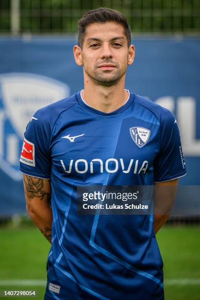 Cristian Gamboa of VfL Bochum 1848 poses during the team presentation at training ground of Vonovia Ruhrstadion on July 07, 2022 in Bochum, Germany.
