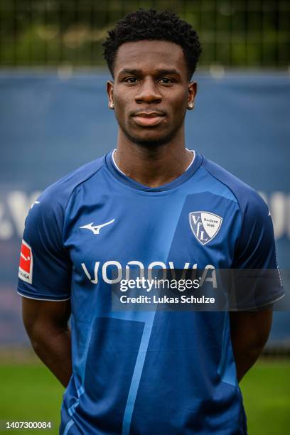 Jordi Osei-Tutu of VfL Bochum 1848 poses during the team presentation at training ground of Vonovia Ruhrstadion on July 07, 2022 in Bochum, Germany.