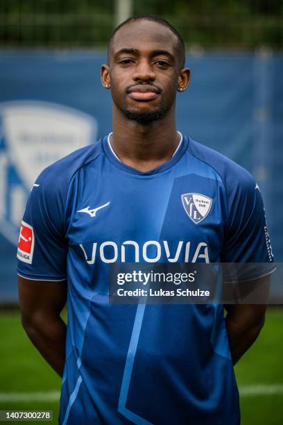 Christopher Antwi-Adjei of VfL Bochum 1848 poses during the team presentation at training ground of Vonovia Ruhrstadion on July 07, 2022 in Bochum,...