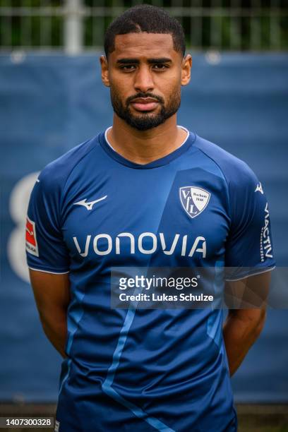 Saidy Janko of VfL Bochum 1848 poses during the team presentation at training ground of Vonovia Ruhrstadion on July 07, 2022 in Bochum, Germany.