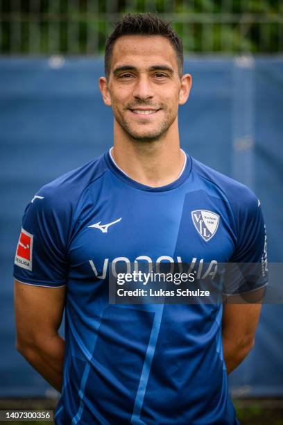 Vasileios Lampropoulos of VfL Bochum 1848 poses during the team presentation at training ground of Vonovia Ruhrstadion on July 07, 2022 in Bochum,...
