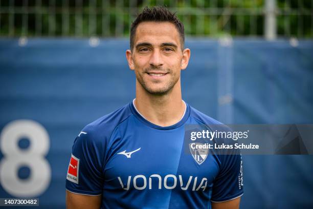 Vasileios Lampropoulos of VfL Bochum 1848 poses during the team presentation at training ground of Vonovia Ruhrstadion on July 07, 2022 in Bochum,...