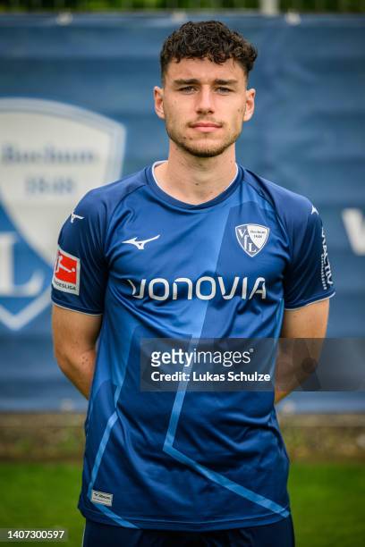 Luis Hartwig of VfL Bochum 1848 poses during the team presentation at training ground of Vonovia Ruhrstadion on July 07, 2022 in Bochum, Germany.