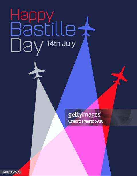 ilustraciones, imágenes clip art, dibujos animados e iconos de stock de día de la bastilla, fiesta nacional de francia - espectáculo aéreo
