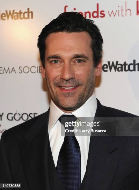 Actor Jon Hamm attends the Cinema Society & People StyleWatch with Grey Goose screening of "Friends With Kids" at the SVA Theater on March 5, 2012 in...