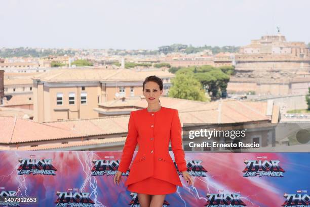 Natalie Portman attends the "Thor: Love and Thunder" photocall at Villa Agrippina Gran Meliá Hotel on July 07, 2022 in Rome, Italy.