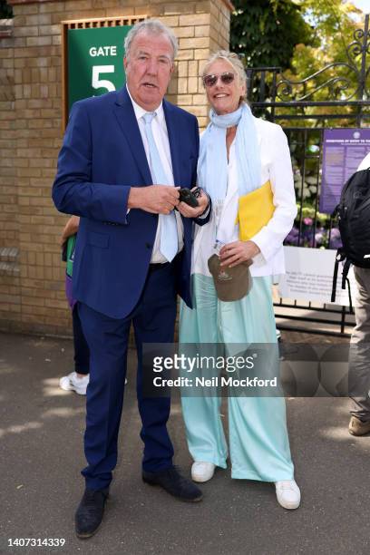 Jeremy Clarkson and girlfriend Lisa Hogan attend Wimbledon 2022 - Day 10 at All England Lawn Tennis and Croquet Club on July 06, 2022 in London,...