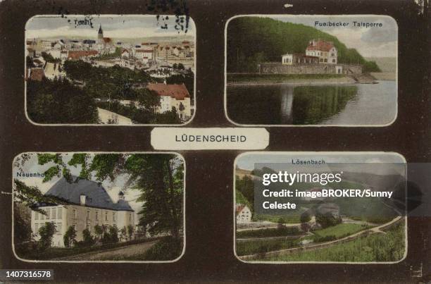 luedenscheid maerkischer kreis, north rhine-westphalia, germany, view from c. 1910, digital reproduction of a public domain postcard - kreis 幅插畫檔、美工圖案、卡通及圖標