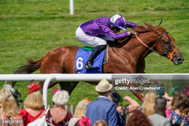 Rossa Ryan riding Persian Force win The Close Brothers July Stakes at Newmarket Racecourse on July 07, 2022 in Newmarket, England.