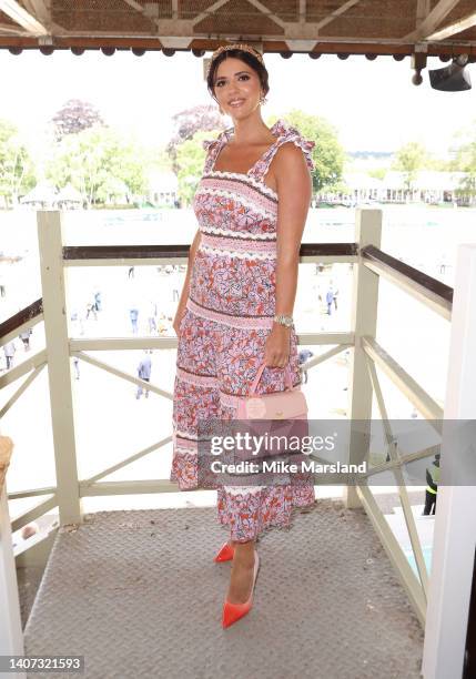 Lucy Mecklenburgh attends Ladies Day at the Newmarket Racecourse July Festival on July 07, 2022 in Newmarket, England.