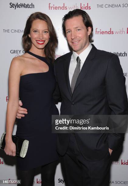 Actor Edward Burns and Christy Turlington attend the Cinema Society & People StyleWatch with Grey Goose screening of "Friends With Kids" at the SVA...