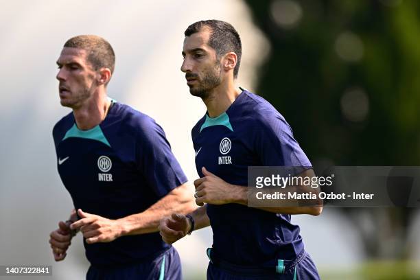Henrikh Mkhitaryan of FC Internazionale in action during the FC Internazionale training session at the club's training ground Suning Training Center...