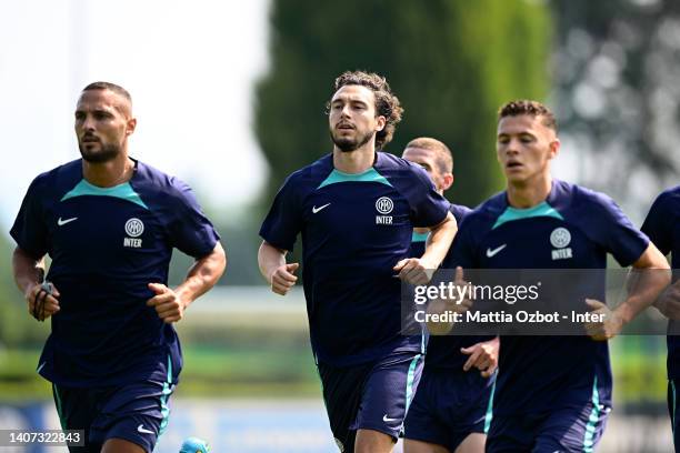 Darmian Matteo of FC Internazionale in action during the FC Internazionale training session at the club's training ground Suning Training Center at...