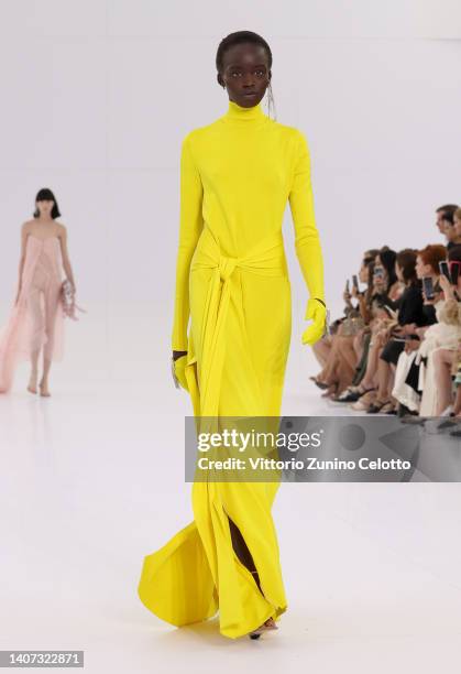 Model walks the runway during the Fendi Couture Haute Couture Fall Winter 2022 2023 show as part of Paris Fashion Week on July 07, 2022 in Paris,...