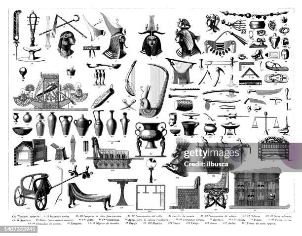 ilustrações de stock, clip art, desenhos animados e ícones de antique engraving collection, civilization: egyptians - ancient egypt jewelry