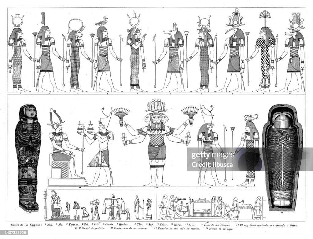 Antique engraving collection, Civilization: Egyptian Gods