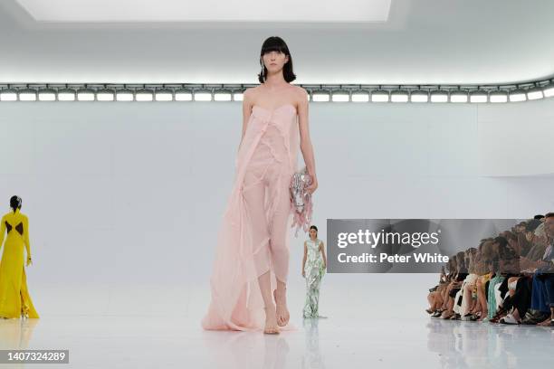 Model walks the runway during the Fendi Couture Haute Couture Fall Winter 2022 2023 show as part of Paris Fashion Week on July 07, 2022 in Paris,...