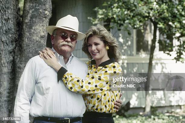 Season 1 -- Pictured: Wilford Brimley as Gus Witherspoon, Deidre Hall as Jessica 'Jessie' Witherspoon -- Photo by: NBCU Photo Bank