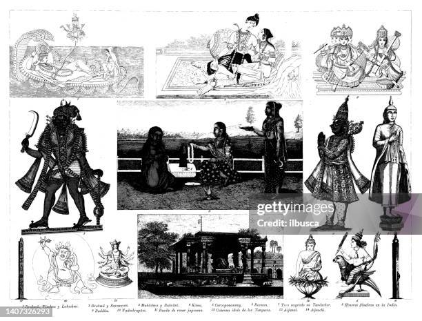 antike gravursammlung, zivilisation: indien - roman god stock-grafiken, -clipart, -cartoons und -symbole