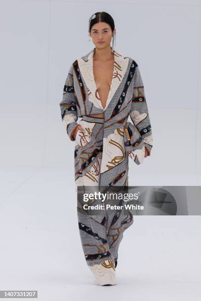 Grace Elizabeth walks the runway during the Fendi Couture Haute Couture Fall Winter 2022 2023 show as part of Paris Fashion Week on July 07, 2022 in...