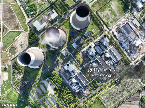 thermal power station in city - geothermal power station ストックフォトと画像