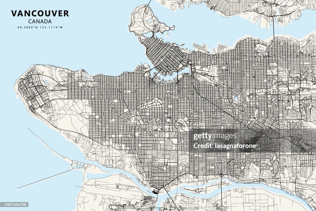 Vancouver, BC, Canada Carte vectorielle