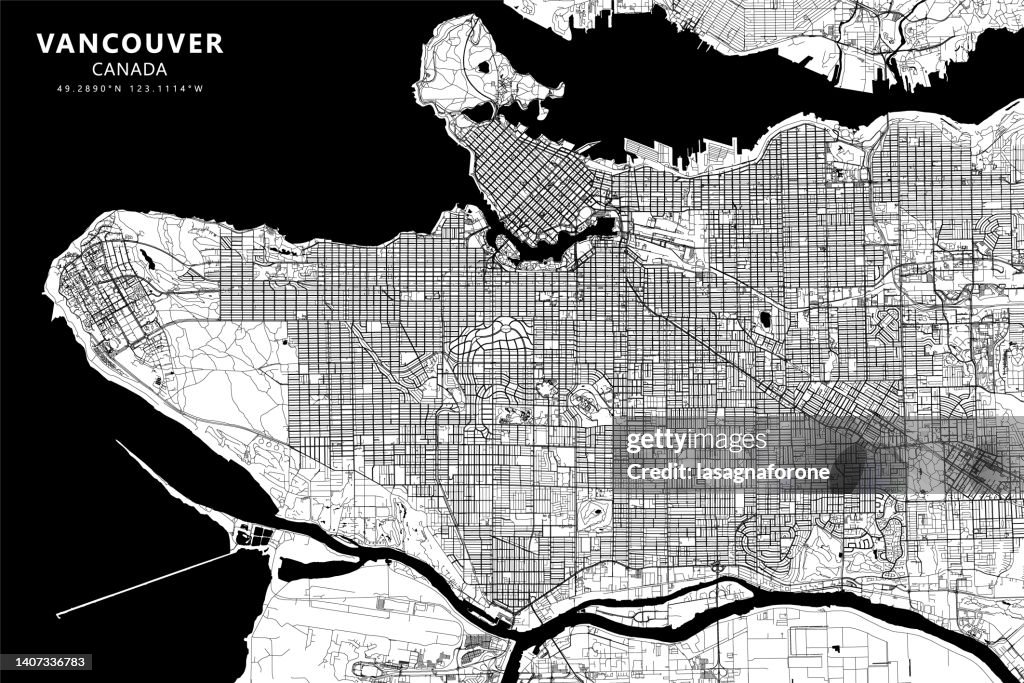 Vancouver, BC, Canada Vector Map