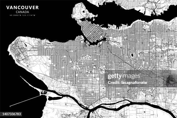 vancouver, bc, canada vector map - capilano suspension bridge stock illustrations