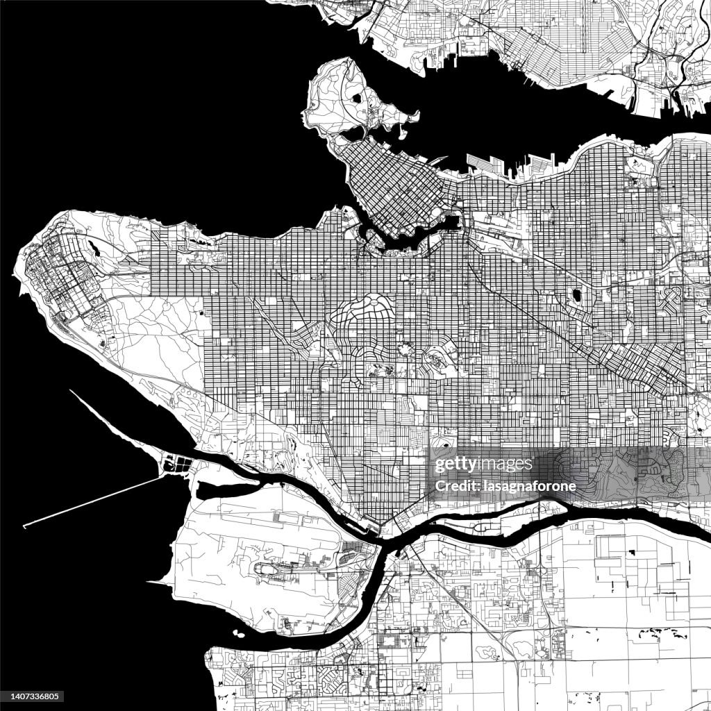 Vancouver, BC, Canada Carte vectorielle