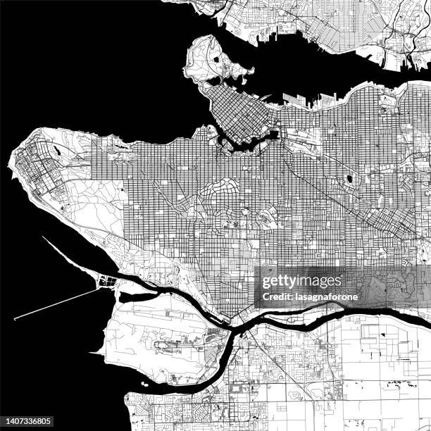vancouver, bc, canada vector map - capilano suspension bridge stock illustrations