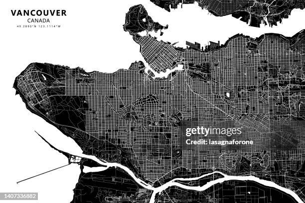 vancouver, bc, canada vector map - capilano suspension bridge stock illustrations