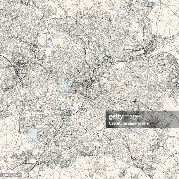 birmingham, uk vector map - birmingham central library stock illustrations