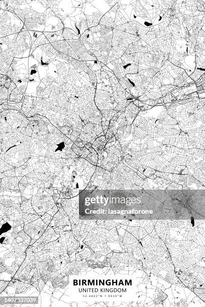 birmingham, uk vector map - birmingham central library stock illustrations