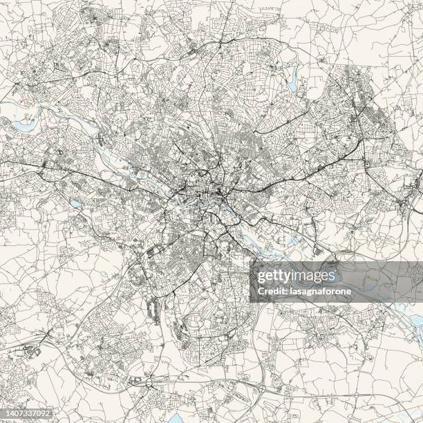 stockillustraties, clipart, cartoons en iconen met leeds, uk vector map - cartograaf